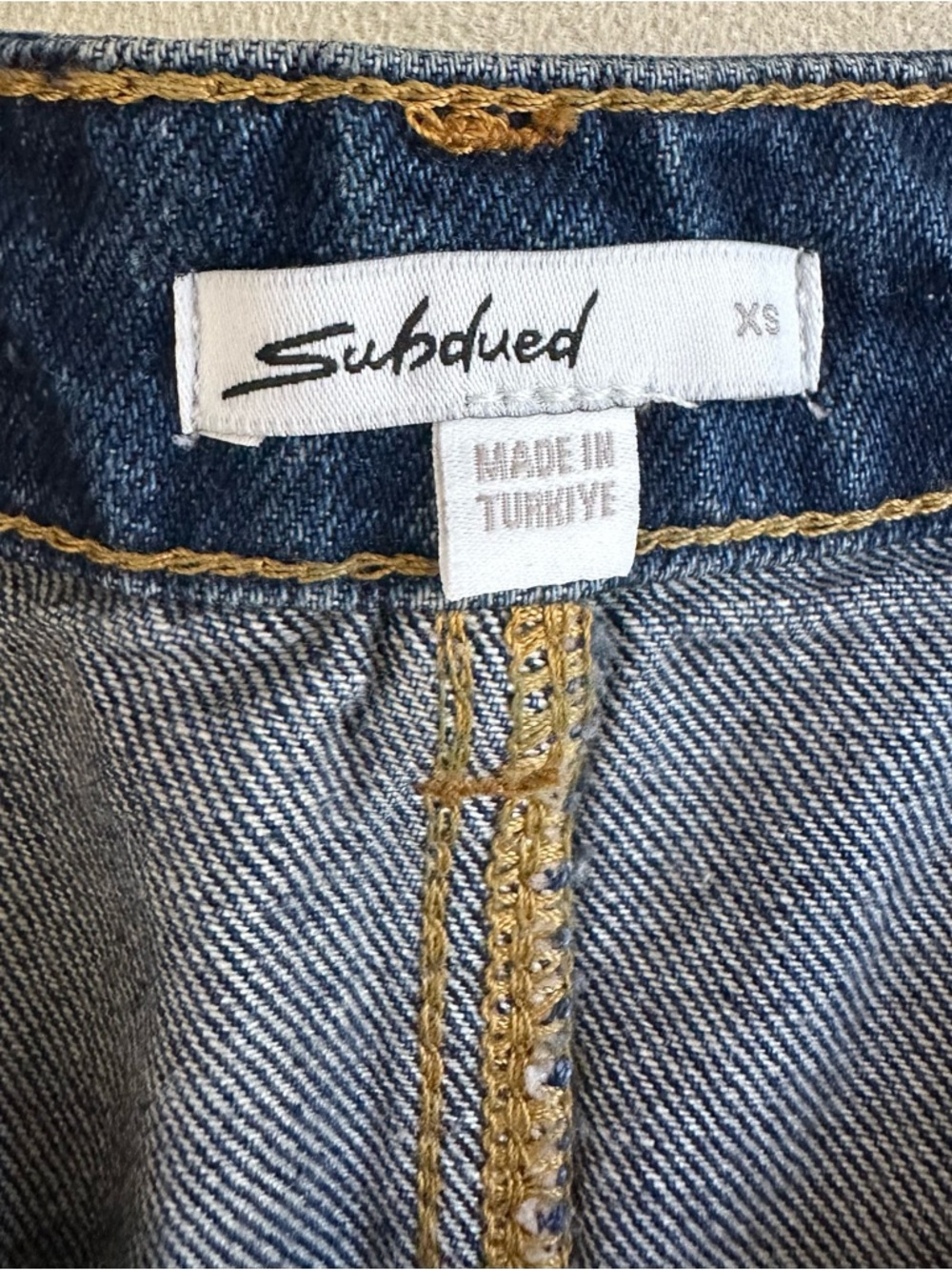 Subdued Dark Blue Ruffle Denim Mini Skirt - Picture 4 of 8